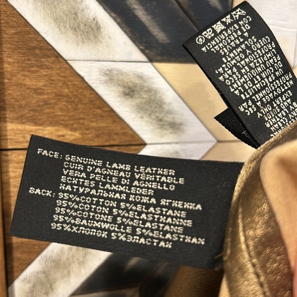 Ralph Lauren Black Label Genuine Lamb Leather Pants Bonded Metallic Gold 8 - Picture 7 of 9